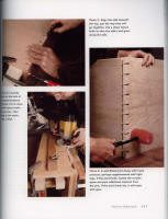 Three photos show hands using tools to assemble dovetail joints on wooden boards, including clamping, gluing, and tapping pieces together with a mallet.